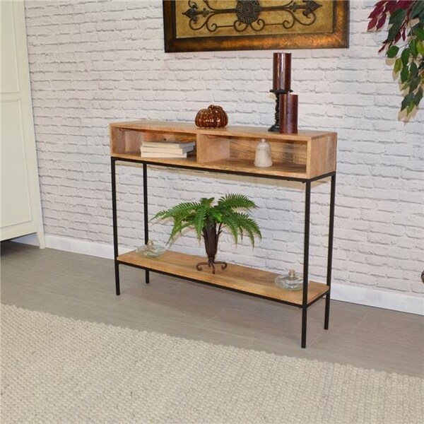 Carolina Cottage CF4234NMANTBK Edvin Console; Natural & Black - 9.5 x 42 x 34.25 in. CF4234NMANTBK - main